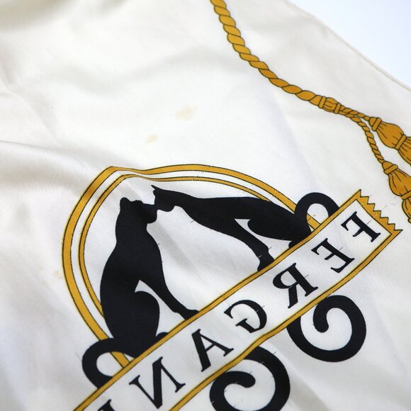 Vintage FERGANI Emanuel Geraldo Long Cat Poly Scarf Cream Black Gold Italy - Picture 10 of 12